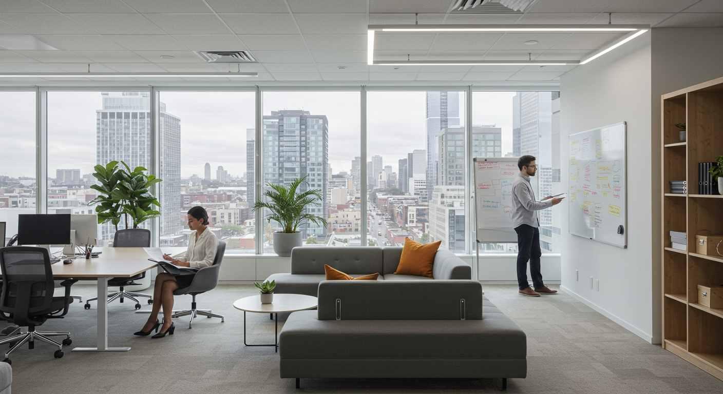 Modern office with city view