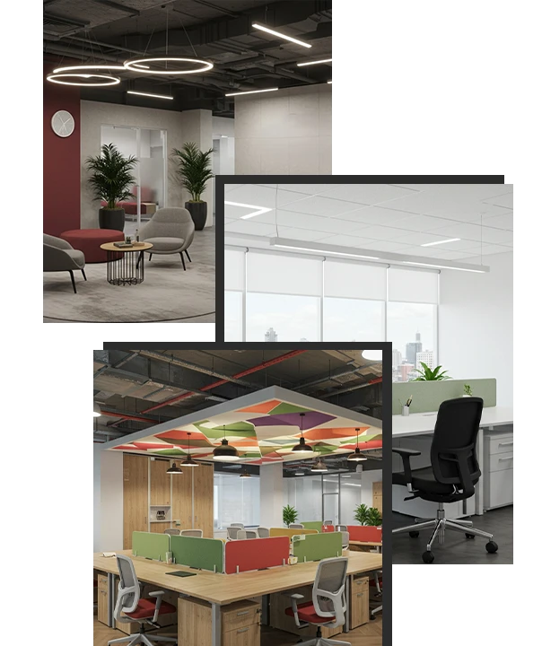 Collaborative office space in Sydney with work pods, indoor plants, and a modern, open design.