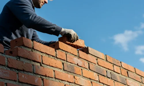 Worker replacing damaged bricks on a Sydney exterior wall
