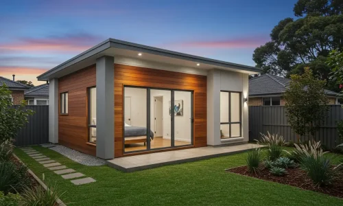 Modern granny flat in Sydney backyard, custom-designed to blend with main home